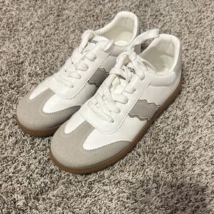 White and Gray/Beige Sneakers